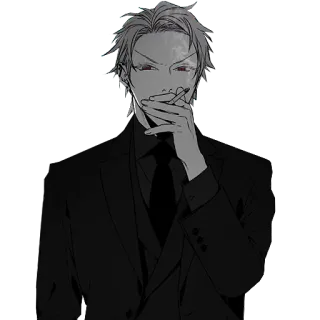 🚬 1e057fa3 อนิเมะ, ผู้ชาย, สูบบุหรี่, ชุดสูท, เนคไท, จริงจัง, ภาพประกอบ whatsapp sticker