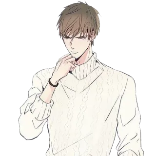 😒 976b6d98 อนิเมะ, มังงะ, ตัวละคร, เสื้อสเวตเตอร์, ผู้ชาย, ศิลปะ, ภาพประกอบ whatsapp sticker