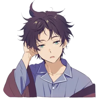 😪 cd79609a อนิเมะ, ตัวละคร, ง่วง, เด็กผู้ชาย, ชุดนอน whatsapp sticker