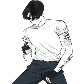 🚬 cfd9a57f ผู้ชาย, ตัวละคร, รอยสัก, ถุงมือ, นิ้วกลาง whatsapp sticker