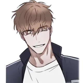 😄 d6878a04 ผู้ชาย, คน, สไตล์อนิเมะ, ตัวละคร, ยิ้ม, การ์ตูน whatsapp sticker