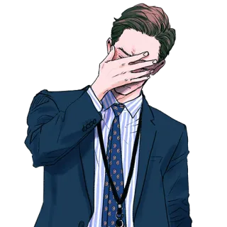 😅 f1927129 ผู้ชาย, สูท, เอามือกุมหน้า, ท่าทาง, นักธุรกิจ whatsapp sticker