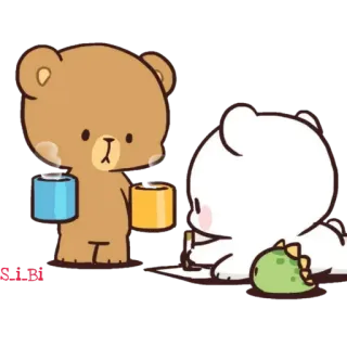 ☕️ 126bb394 墨山雾语 ours, mignon, kawaii, café, dessin animé, animal, amitié telegram sticker
