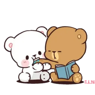 🤤 2b12283c mignon, ours, lait, lecture, dessin animé, adorable, doux telegram sticker
