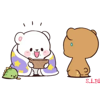 🤒 2e1e7631 mignon, ours, kawaii, dessin animé, adorable, couverture, dinosaure telegram sticker