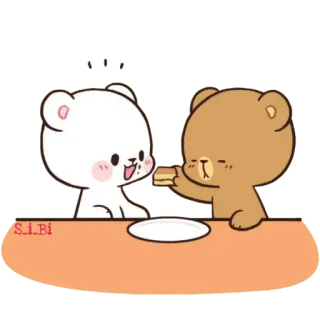 ☺️ 3349e460 ours, mignon, manger, dessin animé, animaux, partage telegram sticker