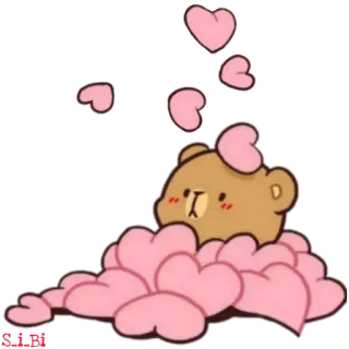 🤩 5659806e ours, mignon, coeurs, amour, kawaii, dessin animé, autocollant telegram sticker