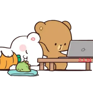 ☺️ 5b78ca55 ours, ordinateur portable, kawaii, mignon, dessin animé, animaux telegram sticker