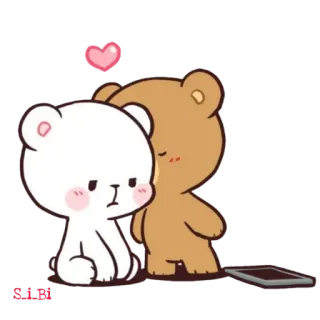 😘 6a16d3d6 兔总&熊总 ours, amour, mignon, coeur, dessin animé, couple, affectueux telegram sticker