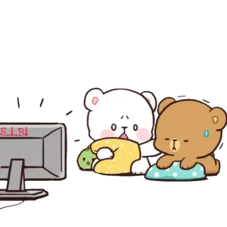 🥵 7303928d S_i_Bi ours, dessin animé, mignon, ordinateur, télévision telegram sticker