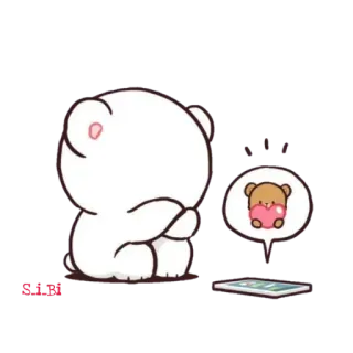 🙈 7f82e9c0 么么哒 mignon, ours, triste, amour, dessin animé telegram sticker