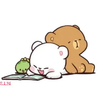 😂 8c528dd5 我好想 mignon, ours, dormir, animé, dessin animé, kawaii telegram sticker