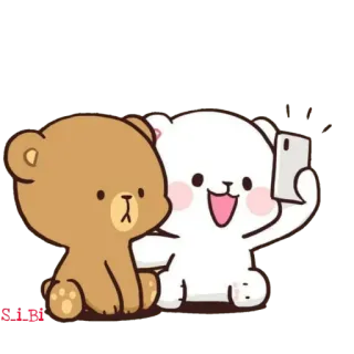 📸 99a29c4d Dessin animé, Ours, Selfie, Amitié, Mignon telegram sticker