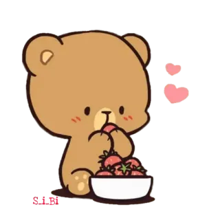 😛 bc986a9a 上上签 ours, mignon, fraises, nourriture, dessin animé telegram sticker
