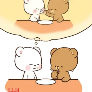 😒 db60e9c8 S_i_Bi mignon, dessin animé, ours, lait, moka, kawaii, animation telegram sticker