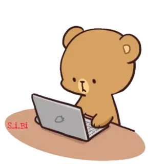 💻 db7189b5 S_i_Bi ours, ordinateur portable, ordinateur, dessin animé, mignon telegram sticker