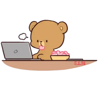 🙂 e247a51d S.I._Bi ours, ordinateur portable, mignon, animation, dessin animé, animal, kawaii telegram sticker