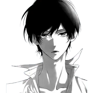 😒 44edbec9 Anime, Manga, Personage, Zwart-wit, Portret, Jongen whatsapp sticker