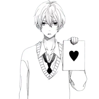 🖤 6873d86f Anime, Jongen, Hart, Liefde, Tekening, Illustratie whatsapp sticker