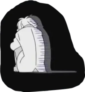 😓 71622a0b verdrietig, anime, figuur, wit, zwart, eenzaam whatsapp sticker