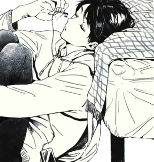 🖤 80b424f4 Anime, Tiener, Koptelefoon, Hoodie, Ontspannen, Bed whatsapp sticker