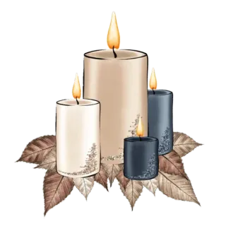 🍂 1cb2a45f lilin, daun, musim gugur, musim gugur, dekorasi, cahaya, hangat whatsapp sticker