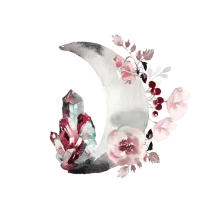 🌫 98938013 bulan, kristal, bunga, merah muda, boho, spiritual, alam whatsapp sticker