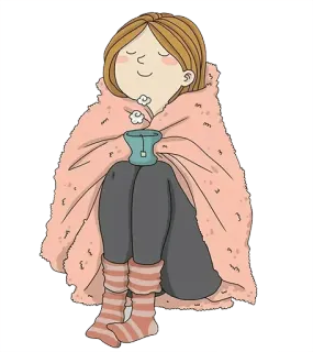 ☕ a486b949 selimut, nyaman, teh, santai, wanita whatsapp sticker