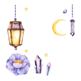 🦩 f740f60a lampion, bulan, bunga, kristal, bintang whatsapp sticker