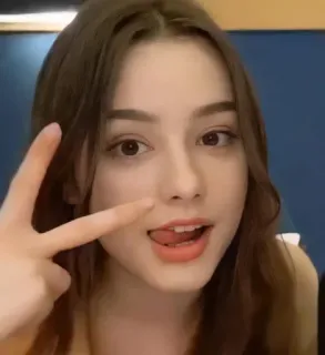 🤪 371a5edc женщина, девушка, знак мира, язык, человек, селфи whatsapp sticker