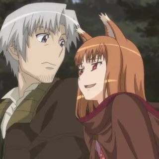 😏 0b4bd58f Holo Spice and Wolf anime, wolf girl, fox ears, fantasy, couple telegram sticker