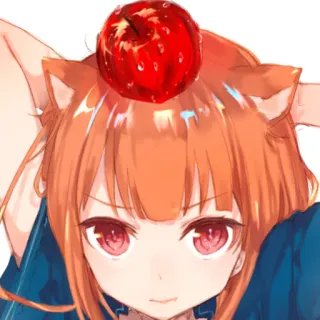 🍎 feaaf3ca Holo Spice and Wolf anime, girl, fox, ears, apple, holo, spice and wolf telegram sticker