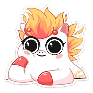 😏 9e4ef790 unicorno, carino, kawaii, animale, cartone animato, adesivo, pony telegram sticker