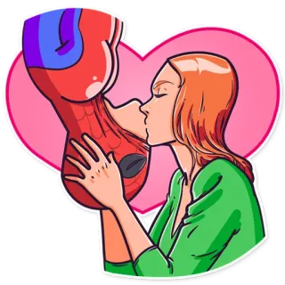 ❤ 47eef721 Spider-Man baiser, amour, super-héros, bande dessinée telegram sticker
