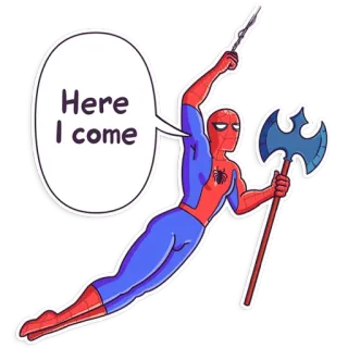 🏃 6d249dc9 Spider-Man Here I come spider-man, super-héros, comics, marvel, sticker telegram sticker