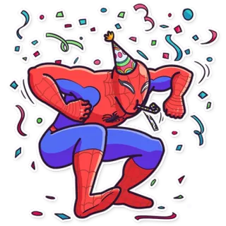 🎉 7381fa89 Spider-Man Spiderman, fête, confettis, célébration, super-héros telegram sticker