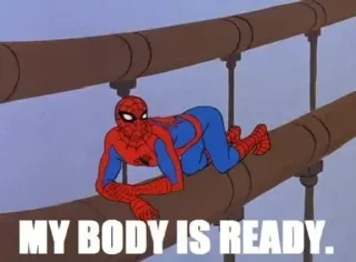 🔞 428f5bed Spider-Man MY BODY IS READY. マーベル, スパイダーマン, スーパーヒーロー, ミーム, 漫画 whatsapp sticker