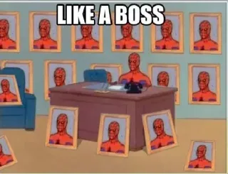 😎 6a5dd5cf Spider-Man LIKE A BOSS スパイダーマン, ボス, ミーム, 面白い, コミック, ヒーロー whatsapp sticker