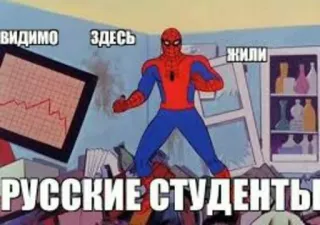 🇷🇺 134d574b Spider-Man ВИДИМО ЗДЕСЬ ЖИЛИ РУССКИЕ СТУДЕНТЫ spider-man, russo, estudantes, bagunçado, meme telegram sticker