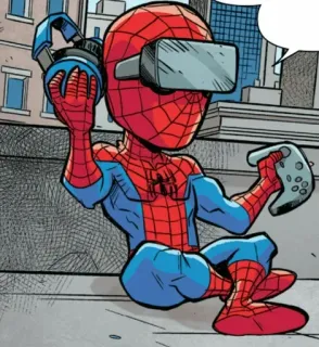 🕸 accd8a8a Spider-Man super-héros, Marvel, comics, VR, jeux vidéo, casque telegram sticker