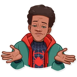 🤷‍♂️ 67b7fc83 Miles Morales Spider-Man: Into the Spider-Verse spider-man, marvel, kartun, miles morales telegram sticker