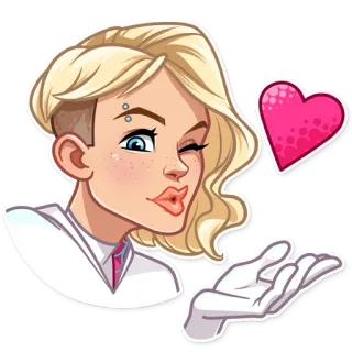 😘 8e7dc533 wanita, hati, kedip, pirang, tangan telegram sticker