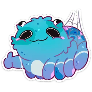 👍 8f3677c9 クモ, かわいい, マンガ, 青, ステッカー, ウェブ, 動物 telegram sticker