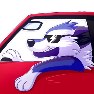 😋 37542656 chien, conduite, voiture, lunettes de soleil, dessin animé, animal telegram sticker