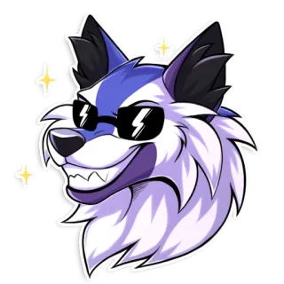 😎 3d24595b loup, autocollant, dessin animé, lunettes, chien, cool telegram sticker