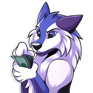 💵 4246959b loup, argent, cash, animal, dessin animé, riche telegram sticker