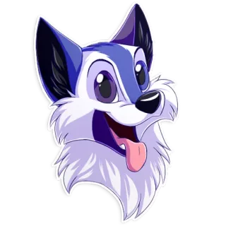 😋 499179e1 Dessin animé, Animal, Loup, Chien, Tête, Mignon, Autocollant telegram sticker