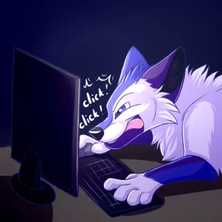 💻 65f4e862 click! click! Ordinateur, Renard, Dactylographie, Dessin animé telegram sticker