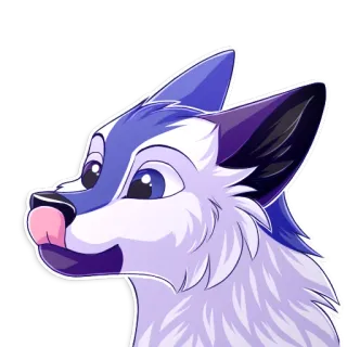 😋 68324d97 Furry, Loup, Sticker, Cartoon, Bleu, Animal telegram sticker