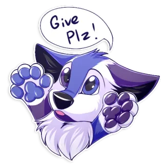 😋 6a0dd032 Give Plz! Furry, Sticker, Dessin animé, Animal, Mignon, Qui supplie telegram sticker